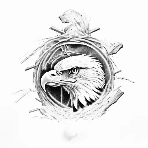 Eagle Protecting Nest Eggs