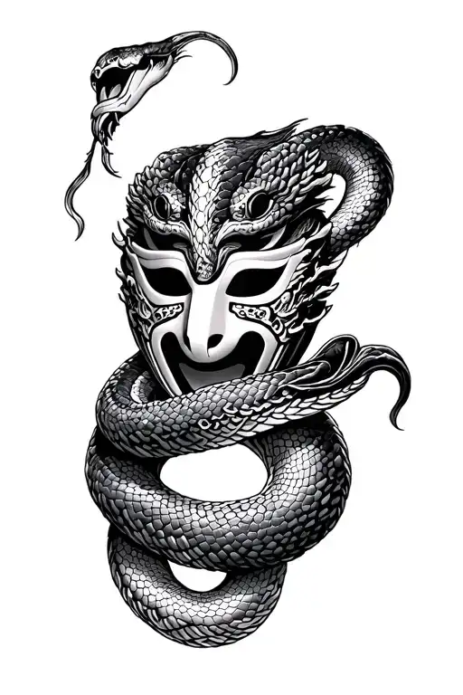Oriental Snake Wrapped Around Hahoe Mask