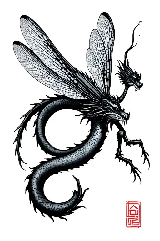 Dragon Fly With Tao Symbol