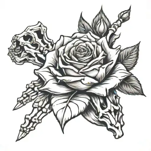 Skeleton Hand And Rose