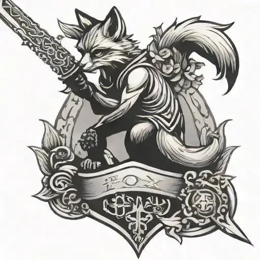 Fox With Roman Sword And The Letters Vd