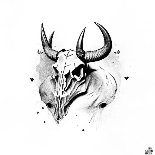 Bull Skull With Four Horns As A Tribute To The Egyptian Goddess Eset