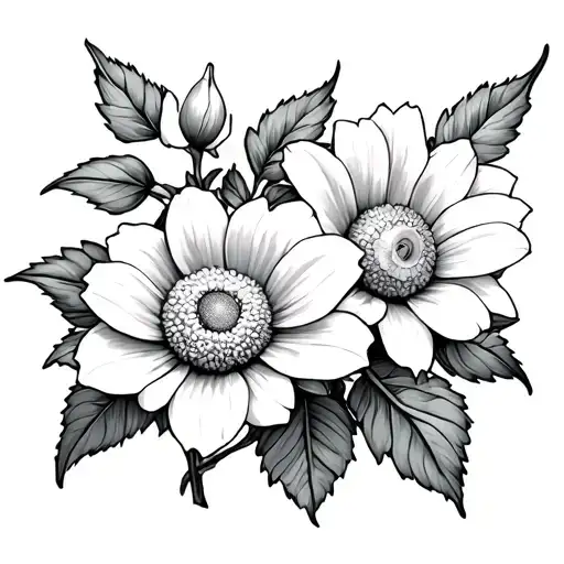 Rose And Daisy And Daffodil Flowers