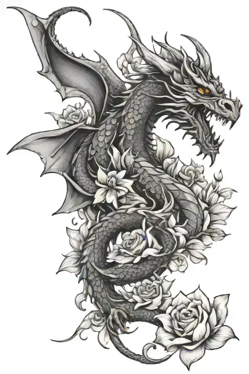 Dragon And Flowers