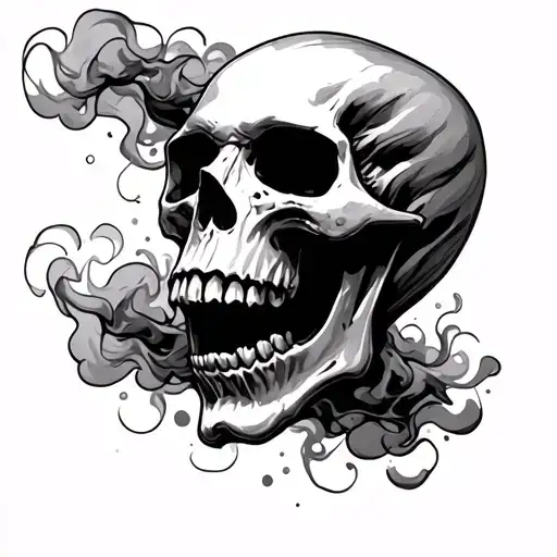 Screaming Skull With Smoke