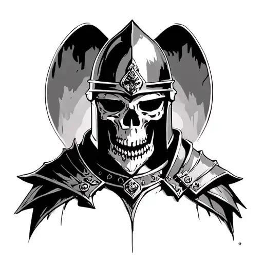 A Knight With An Open Helmet And A Skull Underneath