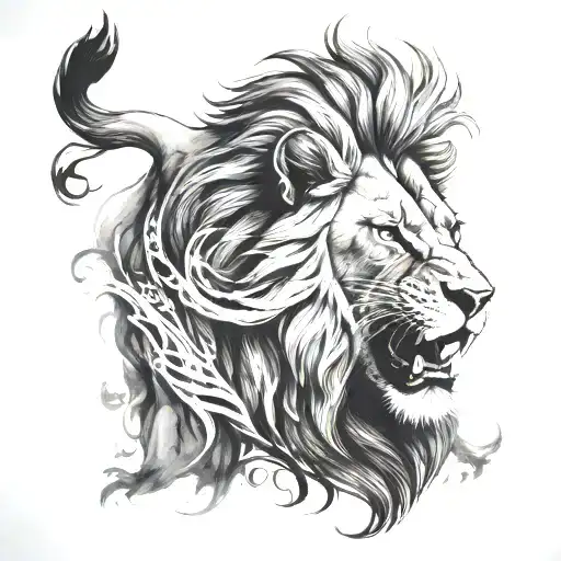 Roaring Lion With Childs