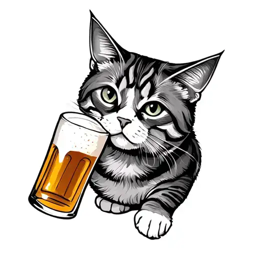 Alley Cat Drinking A Beer
