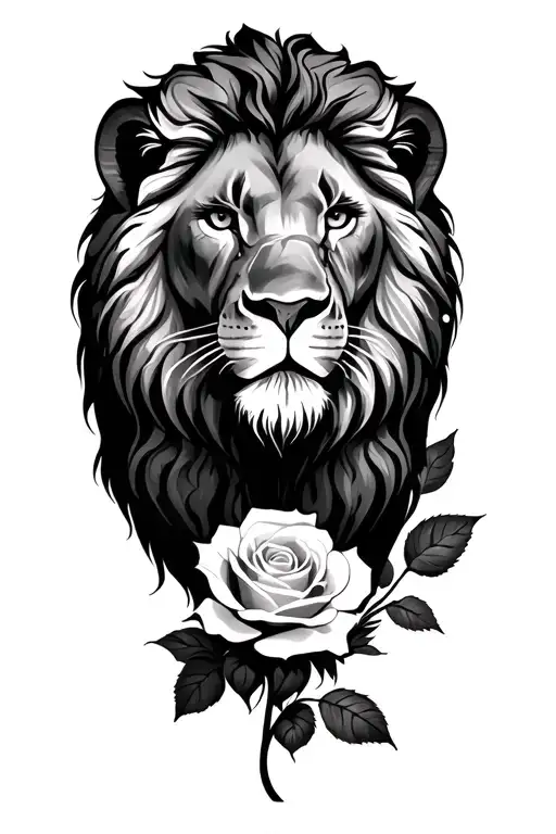 Lion With A Rose
