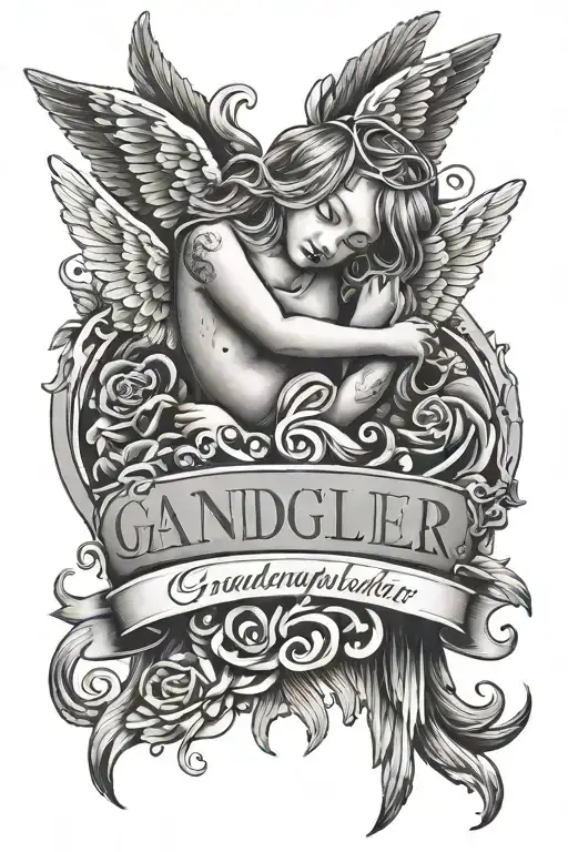 The Words Granddaughter To Angels With Angel Wings And Halo Symbolizing