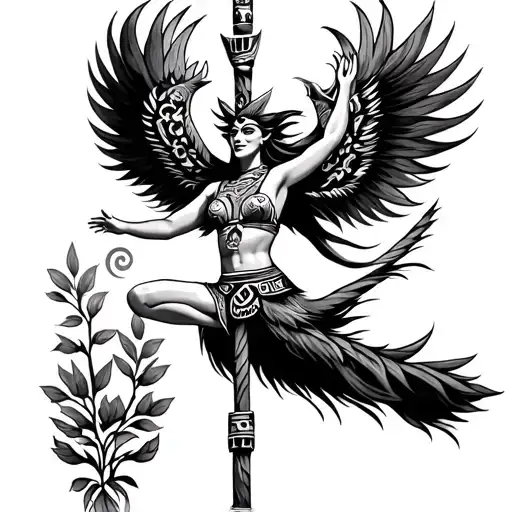 Alaska Animal Totem Pole Dancer Surrounded