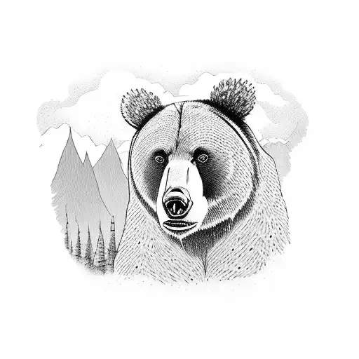 Bear And Buck And Mountains