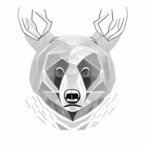 Bear With Buck And Mountains