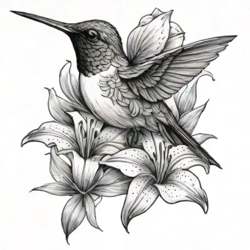 Hummingbird Made Out Of Lily Flower