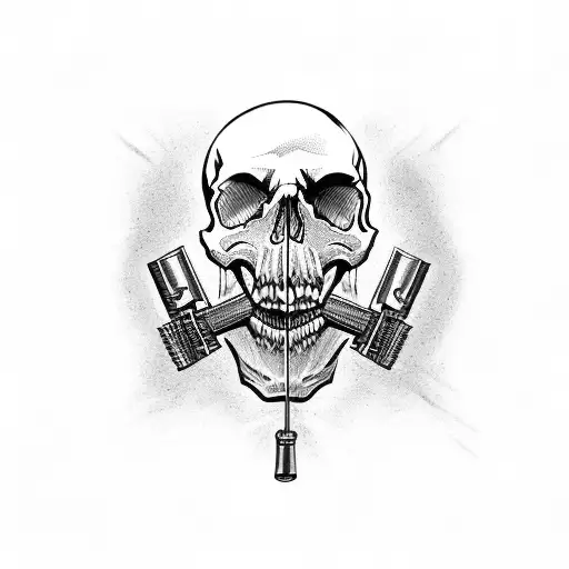 Skull With Gun Through Mouth
