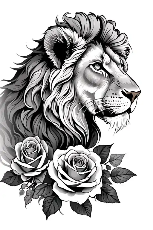 Lion And Roses