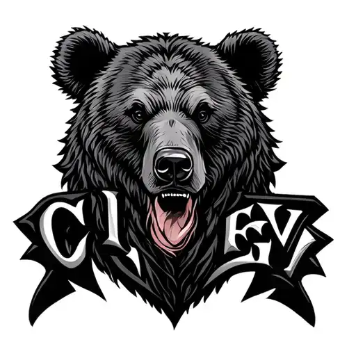 Bear Head Profile Filled With Letters C L E V