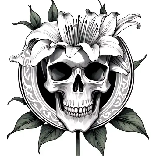 Lily With Skull And Eternity Symbol