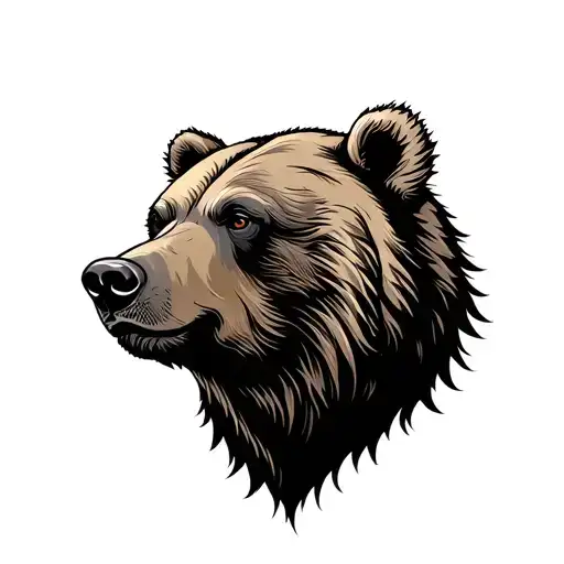 Bear Head Profile Outlined