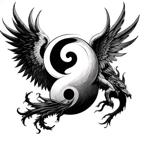 Chernobog Slavic God On Yin Yang Symbol Opposite Angel