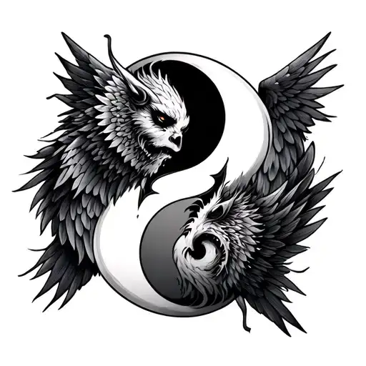 Chernobog Slavic God On Yin Yang Symbol Opposite Angel