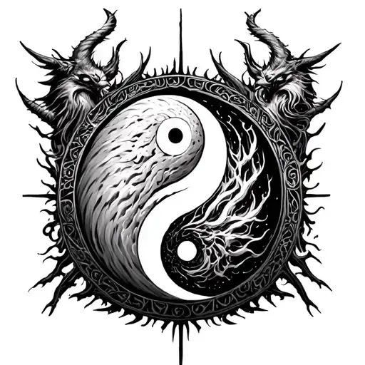 Chernobog And Belobog Slavic Gods On Yin Yang Symbol