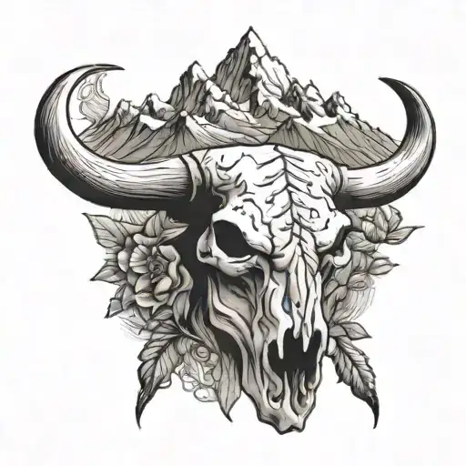 Mountain Above A Bull Skull
