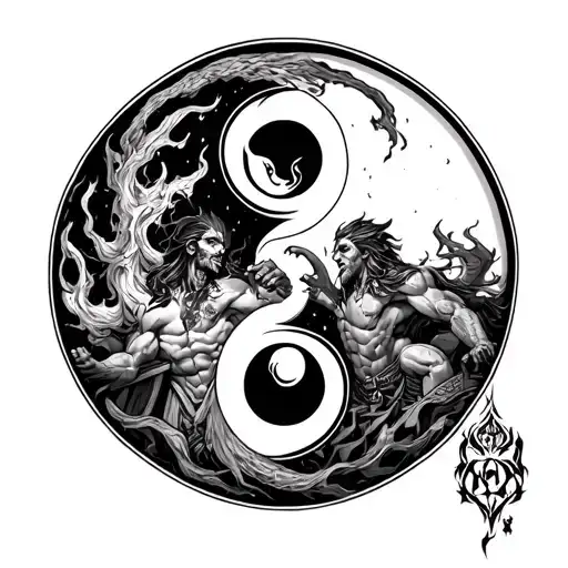 Chernobog Slavic God Battle On Yin Yang Symbol