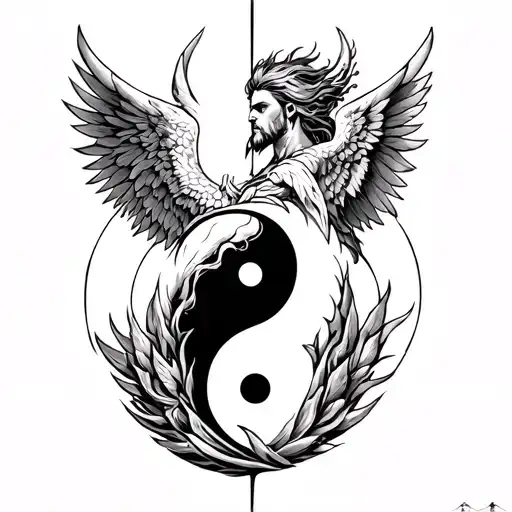 Chernobog Slavic God Opposite Angel On Yin Yang Symbol