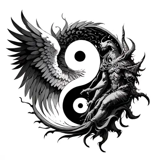 Chernobog Slavic God Opposite Angel On Yin Yang Symbol