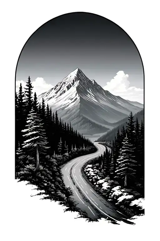 Mountain Road And Tree