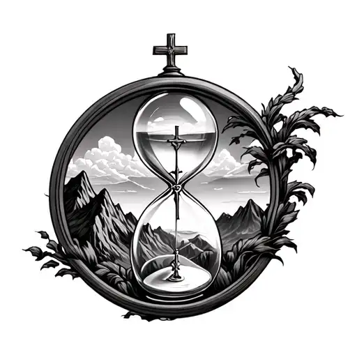 Mountains Valley Time Hourglass Christian Heaven Hell