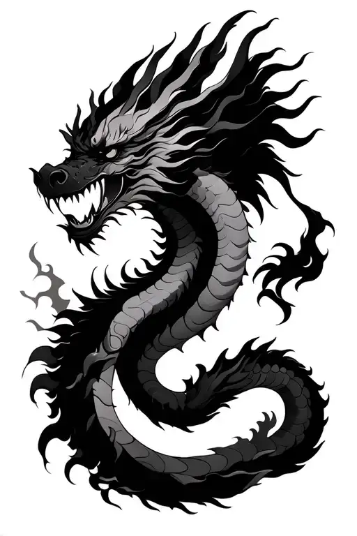 Rising Sun With Asian Dragon