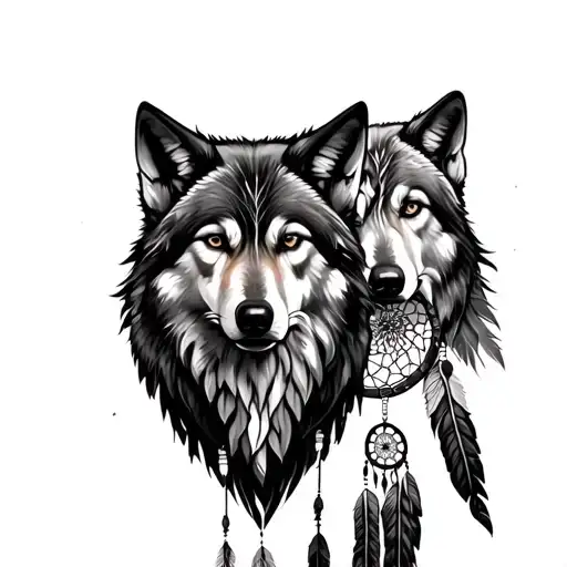 American Indian Dreamcatcher Wolves