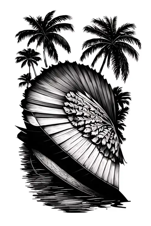 Strawhat And Fan Palm Trees