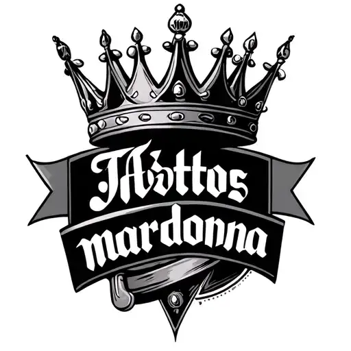 Maradona Name Written Whit Crown