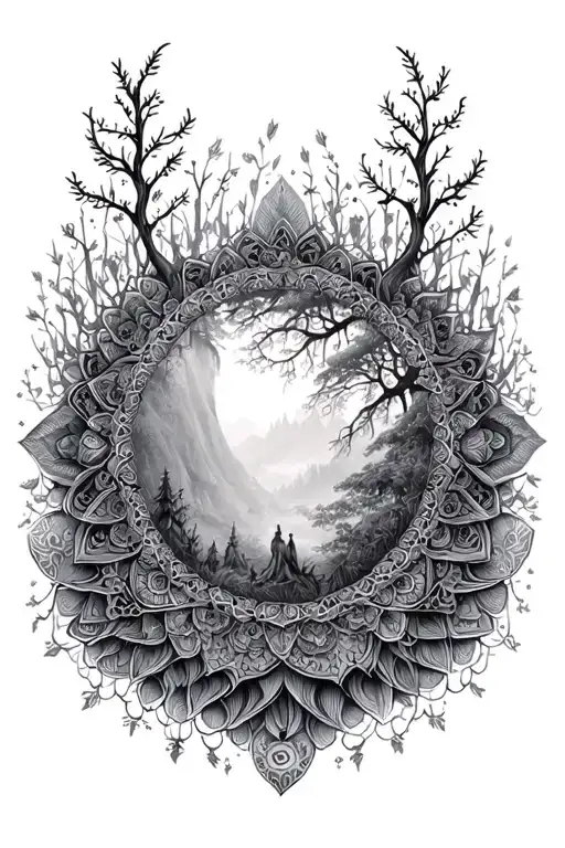 Mandala Design Incorporating Elements Enchanted Forest