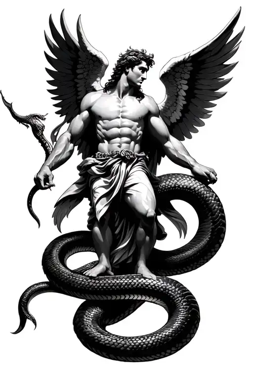 Archangel Michael Stepping On A Snake