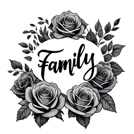 Roses With The Word Family In The Middle