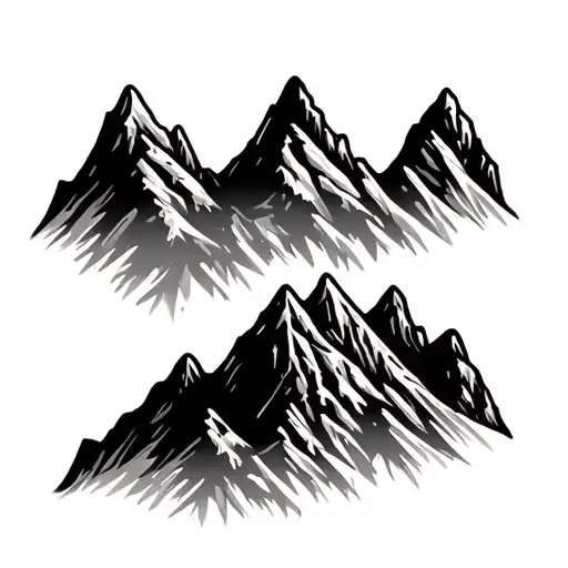 Outline Of Three Mountain Peaks Symbolizing