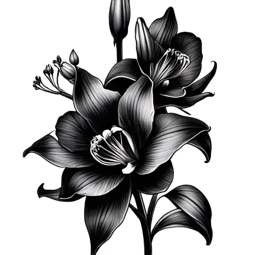 Orchid And Lily Flower Surrounded