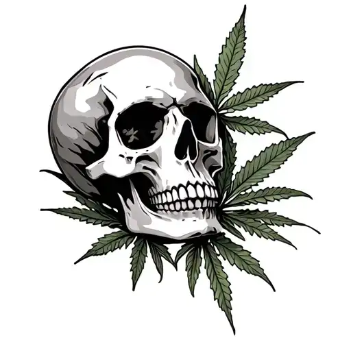Skull And Weed Leaf