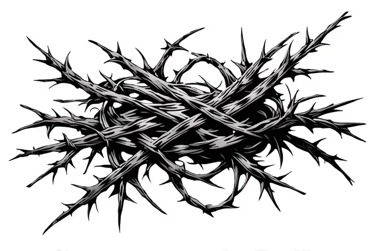 Abstract Thorns And Barbed Wire Wrapped Loosely