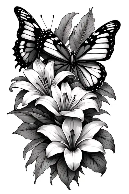 Butterfly And Lily Flower Wrap Around Thigh