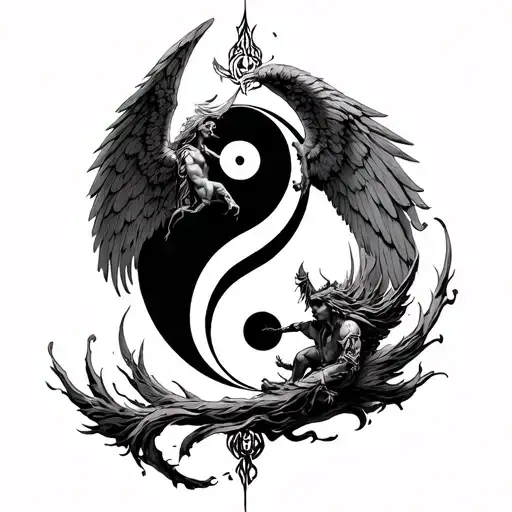 Chernobog Slavic God Flight Belobog Angel On A Yin Yang