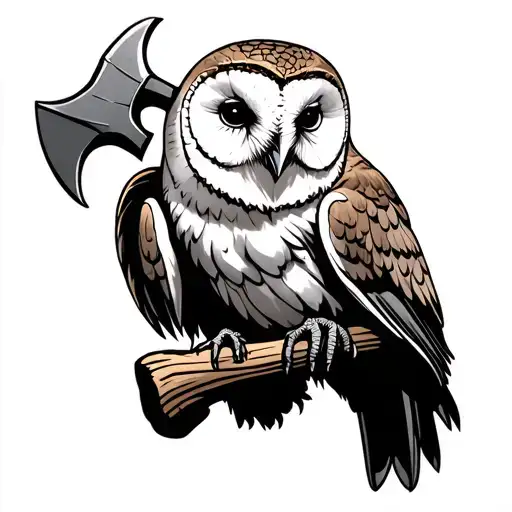 Barn Owl Holding An Axe