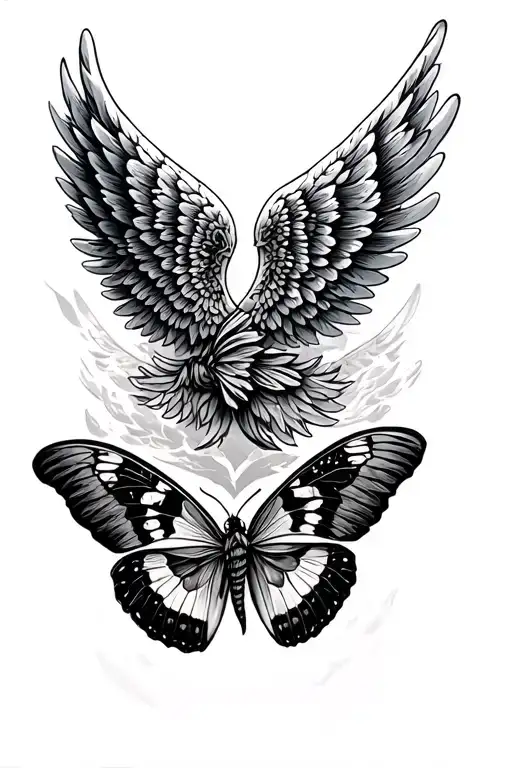 Angel Wing And Moth Wing Side By Side