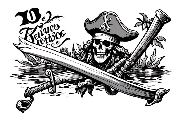 Pirate Traditional Ink On Paper Sailor Jerry Style