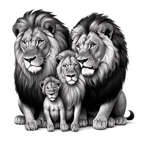 Lion Family Posing