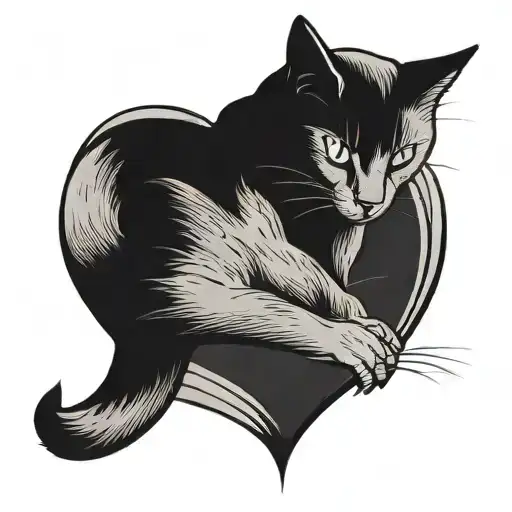 A Cat Scratching A Heart In Two